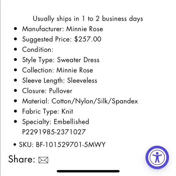 Minnie Rose Studded sweater dress knit Tags removed - Picture 2 of 6